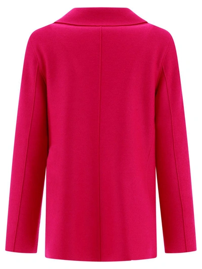 Shop Harris Wharf London "peacot" Coat In Fuchsia