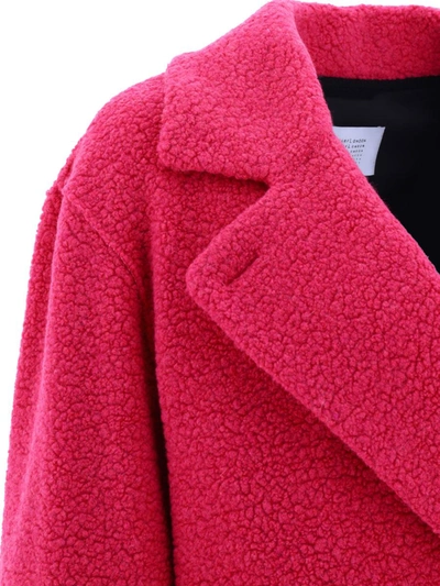 Shop Harris Wharf London Bouclè Coat In Fuchsia