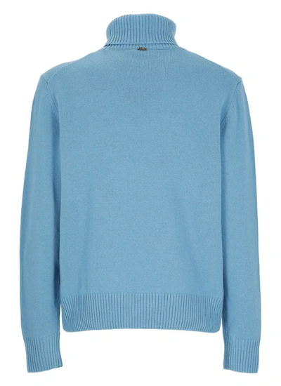 Herno Roll-neck Wool Jumper In Blue