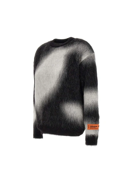 Shop Heron Preston "aop Knit Crewneck" Alpaca Wool Blend Sweater In Black