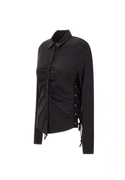 Heron Preston Lace-up Ruched Shirt In Black