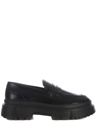 Shop Hogan Loafers  "h619" In Black