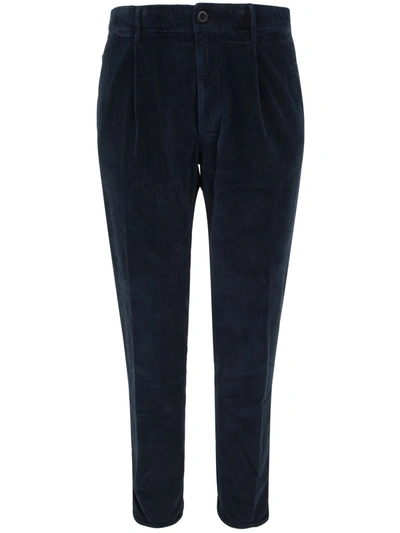 Shop Incotex Velvet Striped Trousers Clothing In Blue
