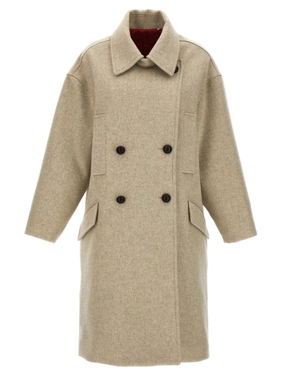 Shop Isabel Marant 'fabiola' Coat In Beige