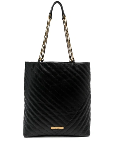 Shop Isabel Marant Matelassé-effect Leather Tote Bag In Black/gold
