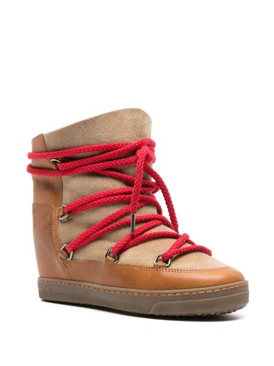 Isabel Marant Nowles Leather-trimmed Shearling Booties In Brown