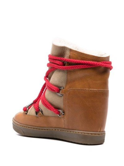 Isabel Marant Nowles Leather-trimmed Shearling Booties In Brown
