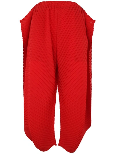 Shop Issey Miyake Reiteration Pleats Solid Clothing In Red