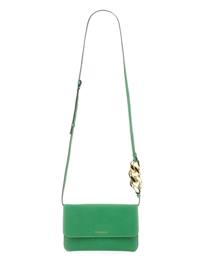 Shop Jw Anderson J.w. Anderson Leather Chain Smartphone Bag In Green