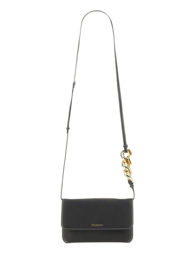 Shop Jw Anderson J.w. Anderson Leather Chain Smartphone Bag In Black