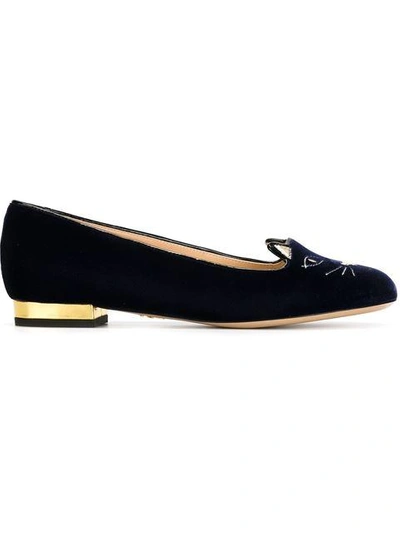 Shop Charlotte Olympia 'kitty' Ballerinas - Blue