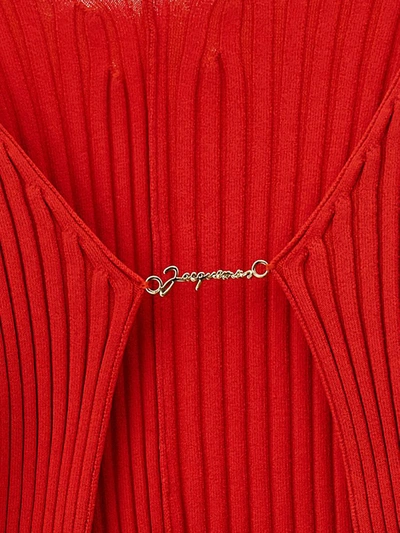 Shop Jacquemus 'la Maille Pralu Longue' Cardigan In Red