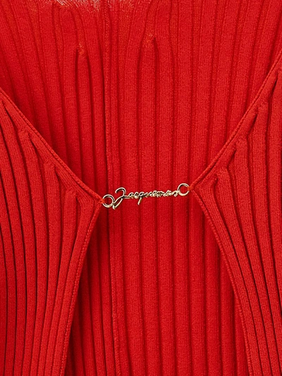 Jacquemus Ribbed Open-front Cardigan In Red
