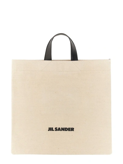 Shop Jil Sander Medium Tote Bag In Beige