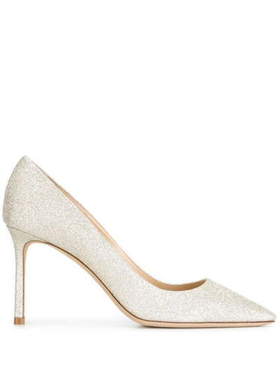 Shop Jimmy Choo With Heel In Platinum Ice