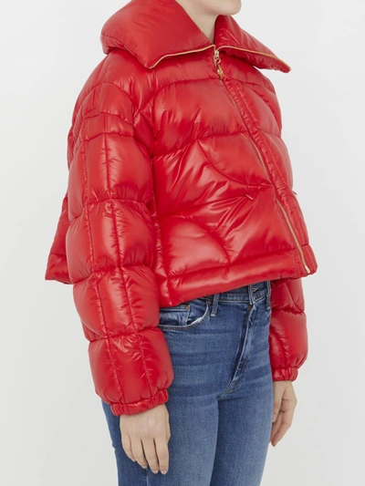 Patou Cropped Puffer Jacket In Red