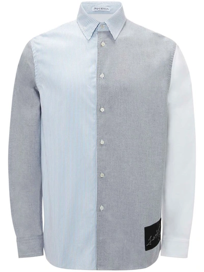 Shop Jw Anderson Patchwork Classic Fit Shirt In Blue
