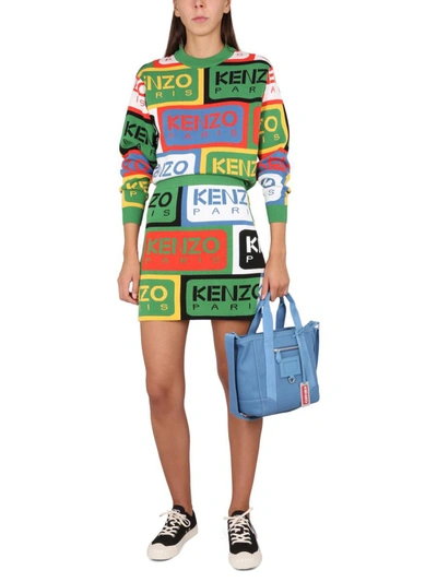 Shop Kenzo Labels Miniskirt In Multicolour