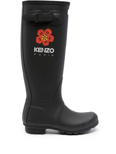 Shop Kenzo X Hunter Rain Boots In Black