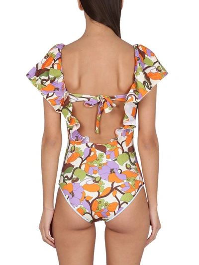 Shop La Doublej Scarlet One-piece Swimsuit In Multicolour