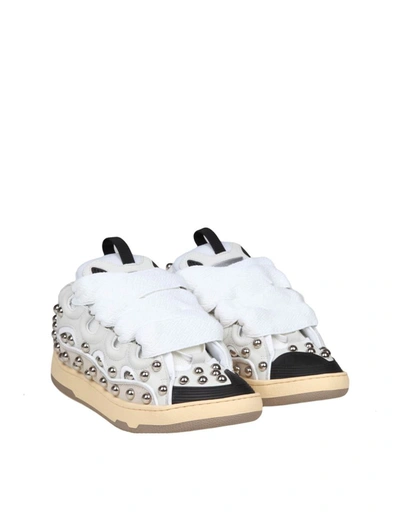 Shop Lanvin Mesh Sneakers With Nubuck And Suede Inserts In White