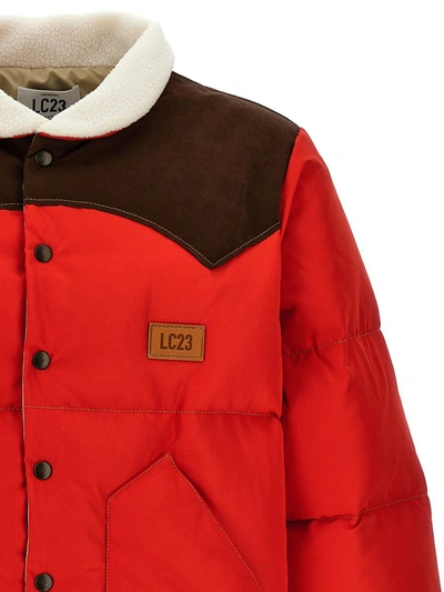 Shop Lc23 'paneled' Down Jacket In Red