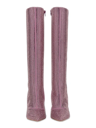 Shop Leonie Hanne X Liu Jo High Boot With Rhinestones In Lilac