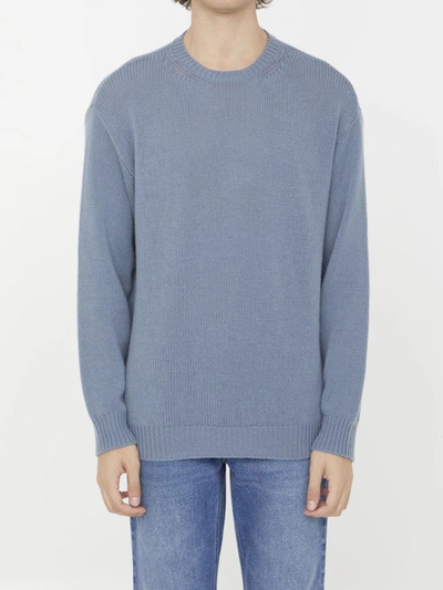 Shop Valentino Light-blue Cashmere Sweater