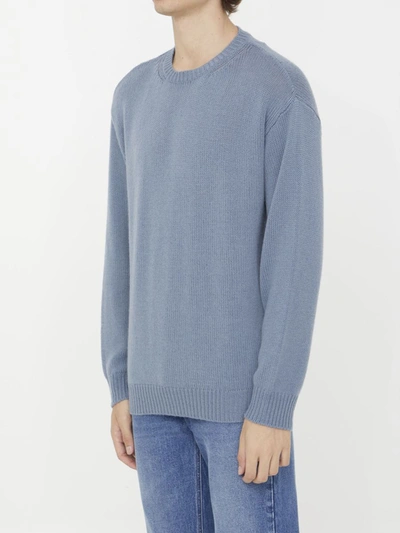 Shop Valentino Light-blue Cashmere Sweater