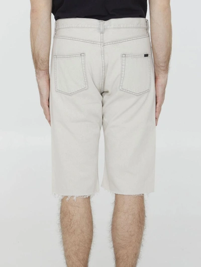 Shop Saint Laurent Light-grey Denim Bermuda Shorts