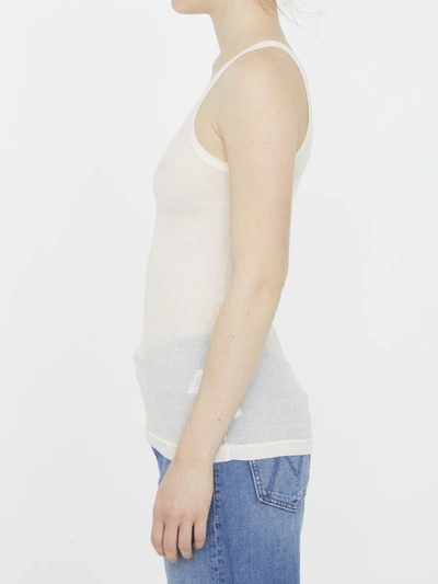 Bottega Veneta Slim Fit Light Cotton Tank Top In Cream