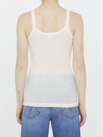 Bottega Veneta Slim Fit Light Cotton Tank Top In Cream