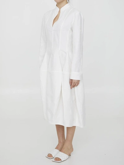 Shop Bottega Veneta Linen And Viscose Dress In White