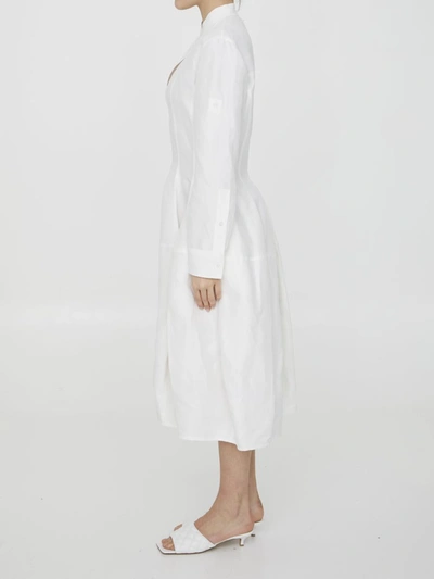 Shop Bottega Veneta Linen And Viscose Dress In White