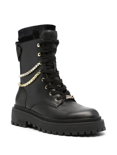 Liu Jo logo-plaque Combat Boots - Black