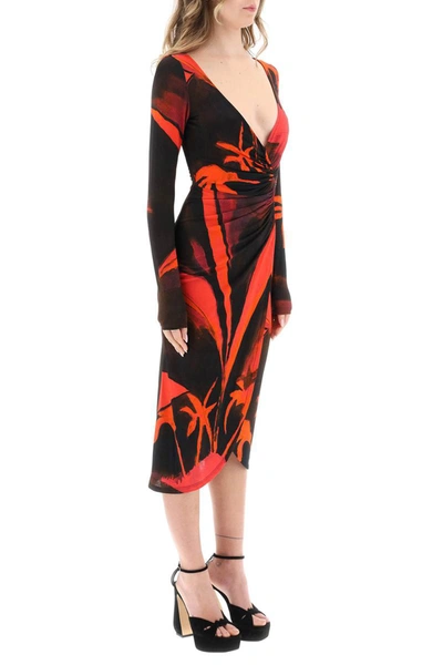 Louisa Ballou Summer Solstice Wrap-effect Printed Stretch-jersey Midi Dress In Multicolor