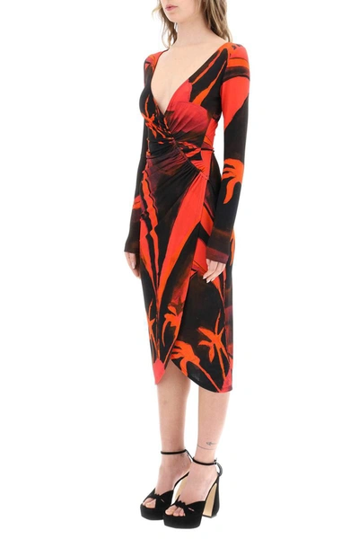 Louisa Ballou Summer Solstice Wrap-effect Printed Stretch-jersey Midi Dress In Multicolor