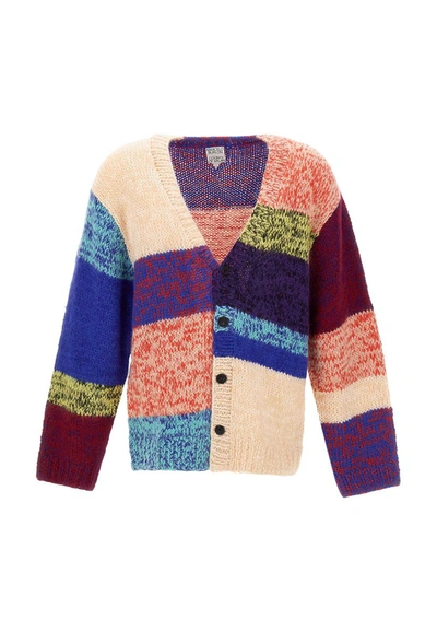 Shop Marcelo Burlon County Of Milan "cross Stripes Knit" Cardigan In Multicolour