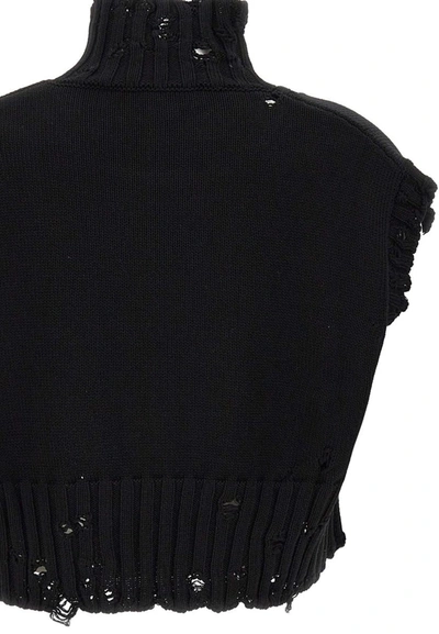 Shop Marni "dishvelled Cotton" Knit Vest In Black