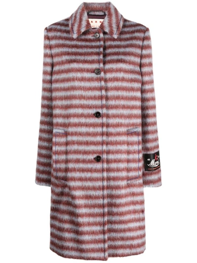 Shop Marni Brushed Striped Single-breasted Coat In Righe