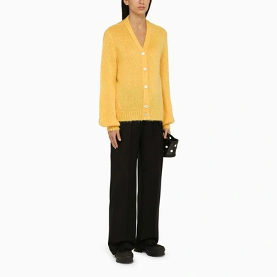 Shop Marni Knitted Cardigan In Yellow
