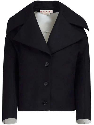 Shop Marni Oversized Jacket With Peak Lapels In Black