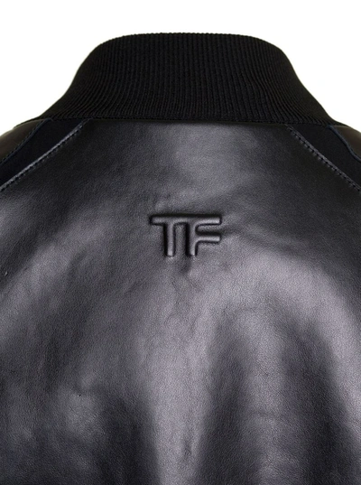 Shop Tom Ford Matt Calf Leather Bomber In Black