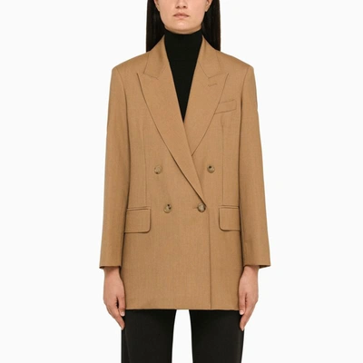 Shop Max Mara Camel Double-breasted Jacket In Beige
