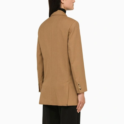 Shop Max Mara Camel Double-breasted Jacket In Beige
