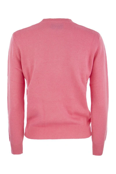 Shop Mc2 Saint Barth Wool And Cashmere Blend Jumper With Favolosa​​​​​​​ Embroidery In Pink