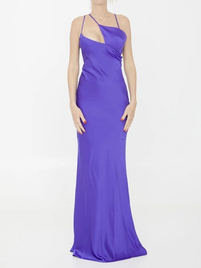 Shop Attico Melva Long Dress In Purple