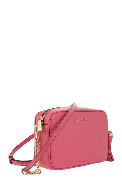 Shop Michael Kors Ginny - Leather Crossbody Bag In Pink