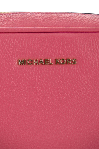 Shop Michael Kors Ginny - Leather Crossbody Bag In Pink