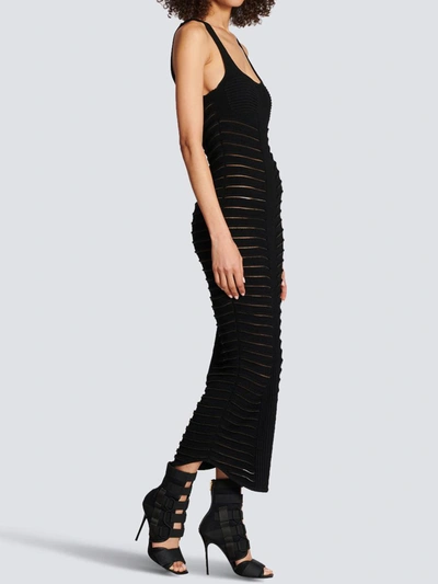 Shop Balmain Midi Knit Dress In Black